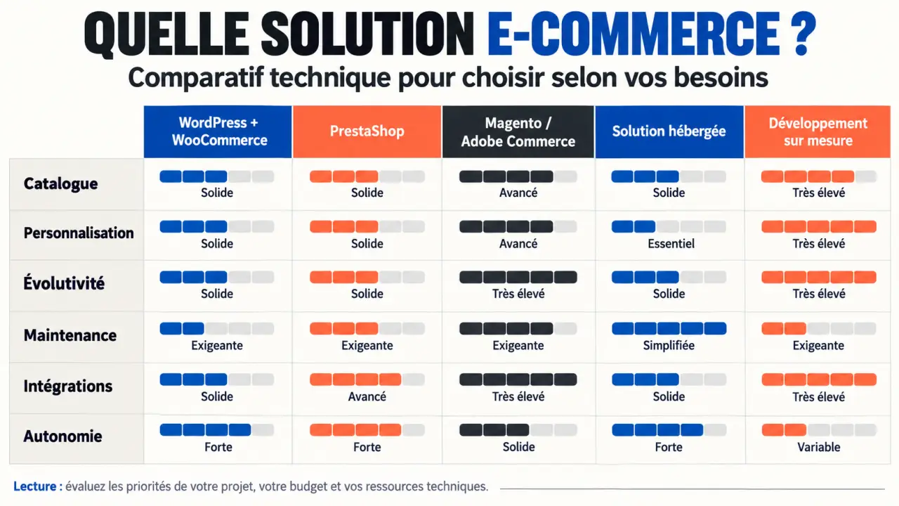 Comparatif des solutions techniques pour un webmaster de site e-commerce