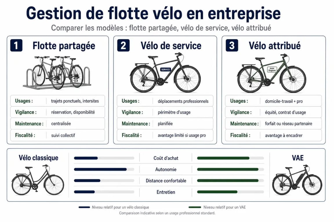 Gestion de flotte vélo en entreprise : comparatif des modèles et points de vigilance