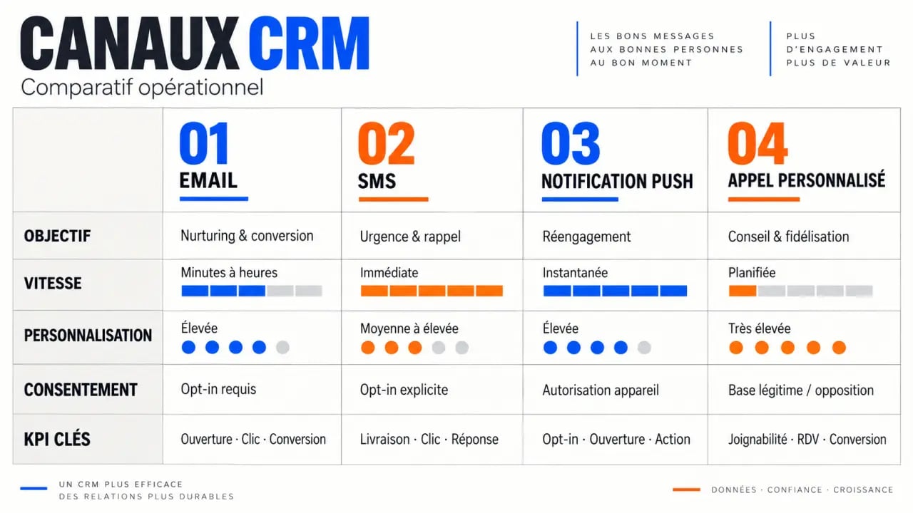 Comparaison des canaux d’une campagne CRM et de leurs KPI